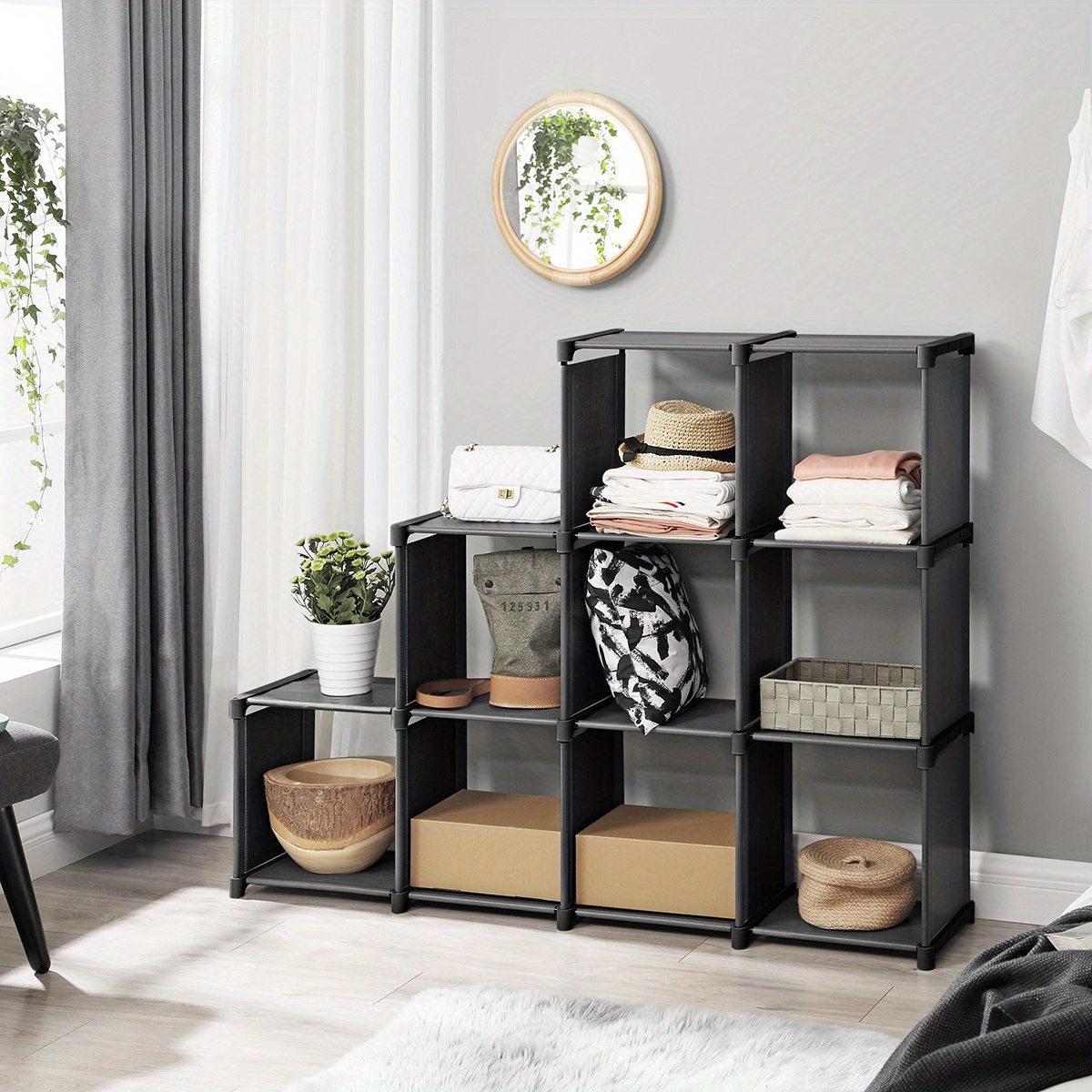 TEMU Étagère de rangement à 9 cubes, ouverte, organisateur de placard