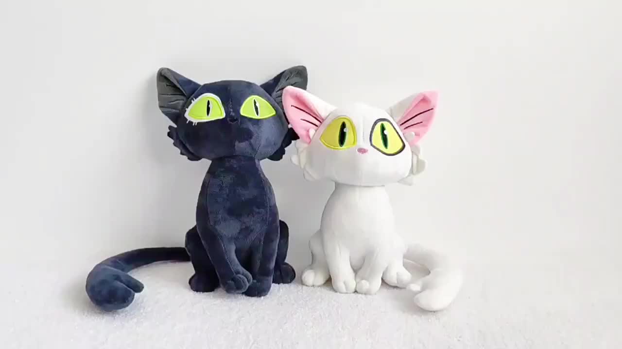 Cartoon Animation Around Black Cat White Cat Minister Plush - Temu