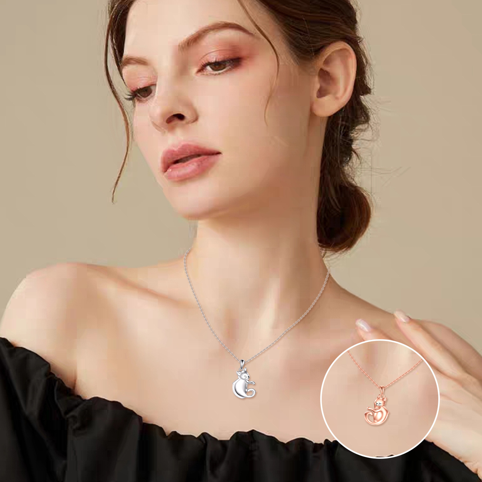 925 Silver Hug Cat Pendant BFF Friendship Gift for Women Sisters