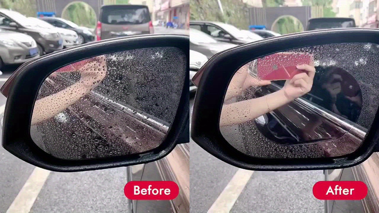 2x Auto Rückansicht Seitenspiegel Anti Nebel / Glanz, Regen Beweis Folie  Oval