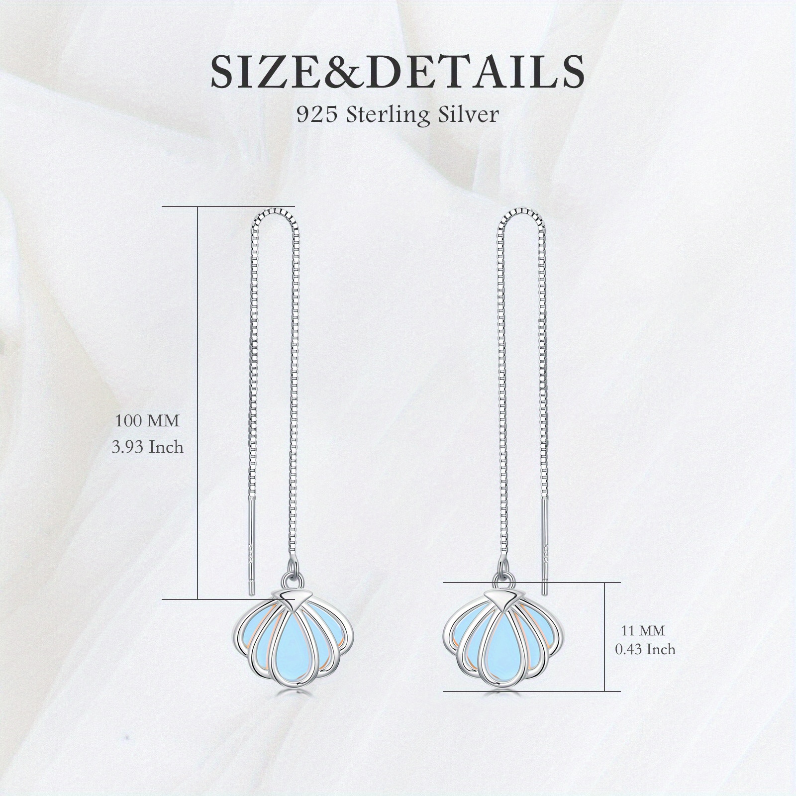 sea shell with   threader earrings 925 sterling silver   with shell long chain earrings for women gifts Product details 2