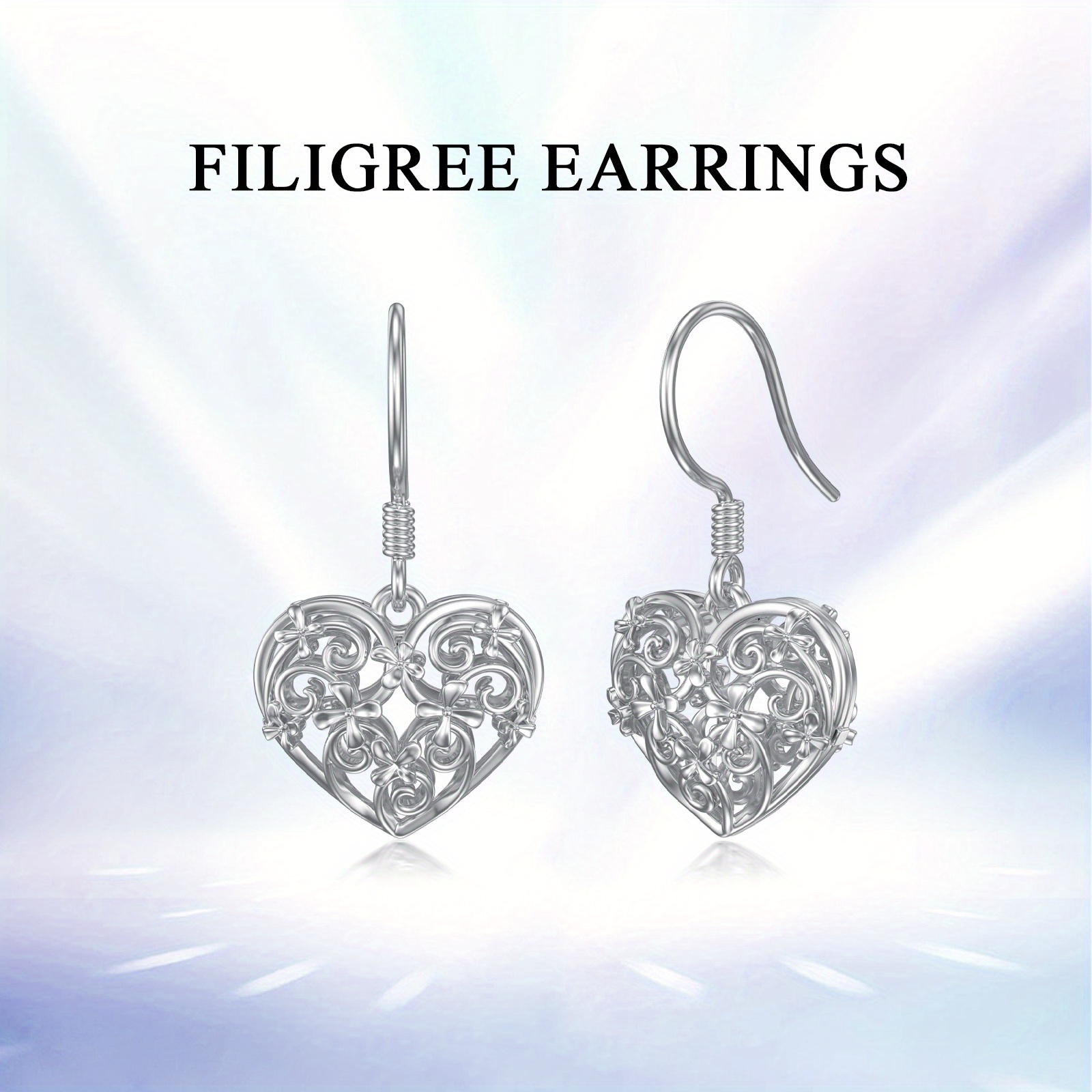 Women's 925 Sterling Silver Heart Dangle Drop Earrings, Gift