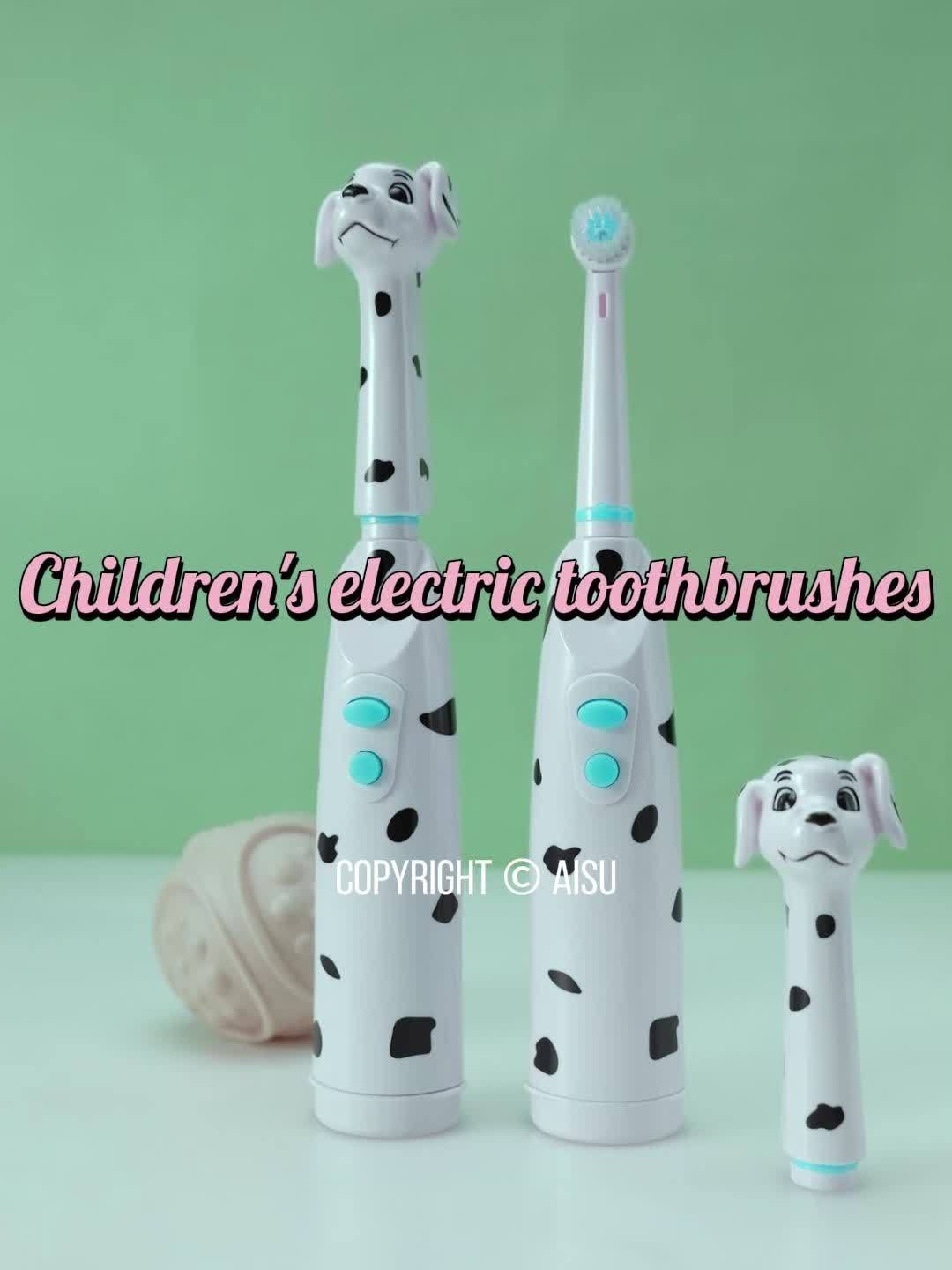 Children's Electric Toothbrush For Children's Baby, Spotted Dog Special Dust Cover Cartoon Type Children's Round Head On Battery Electric Toothbrush