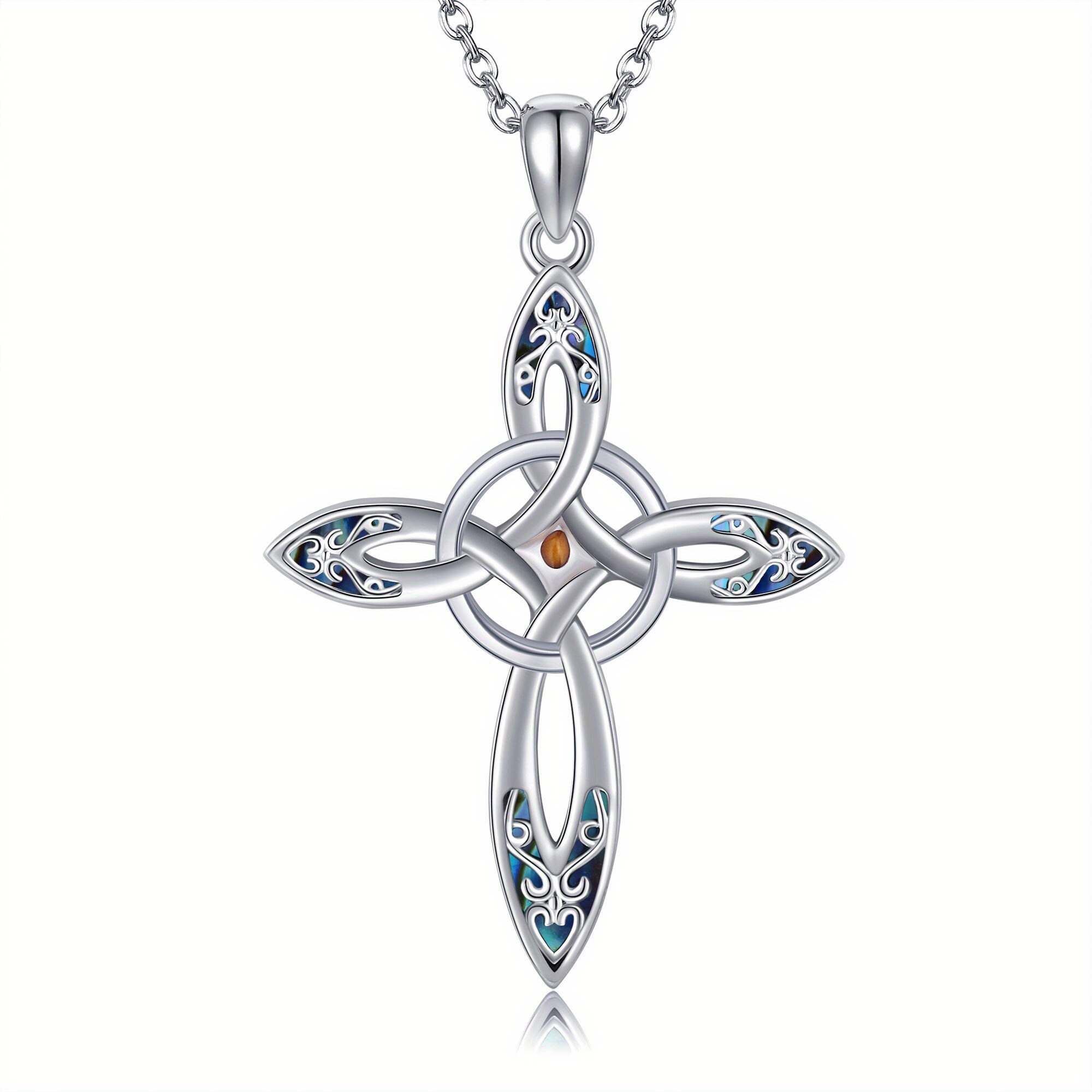 Women's 925 Sterling Silver Mustard Seed Celtic Cross Necklace