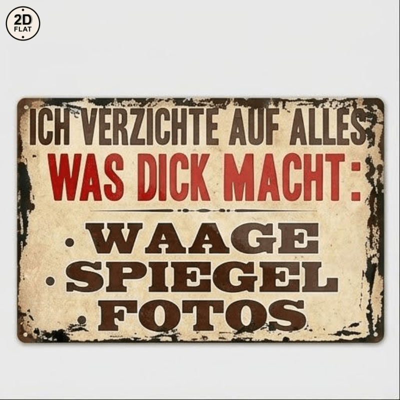 Image of 2d Flat, 1pc Metal Sign. Ich Verzichte Auf Alles Was Macht: Waage, Spiegel, Fotos Perfect For Home, Office, Bar, Or Garden Decor 20x30cm 2d Flat, 2d Flat