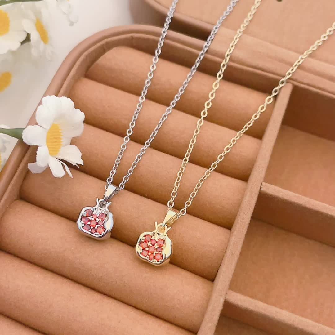 Copper Pomegranate Fashion Pendant Necklace, Exclusive Valentine's Gift