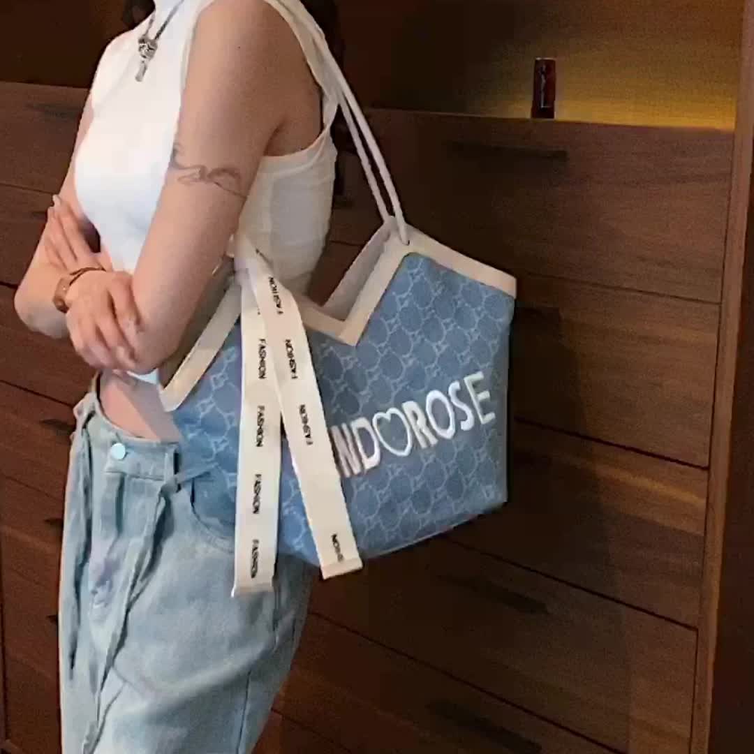 Letter Embroidered Shoulder Bag