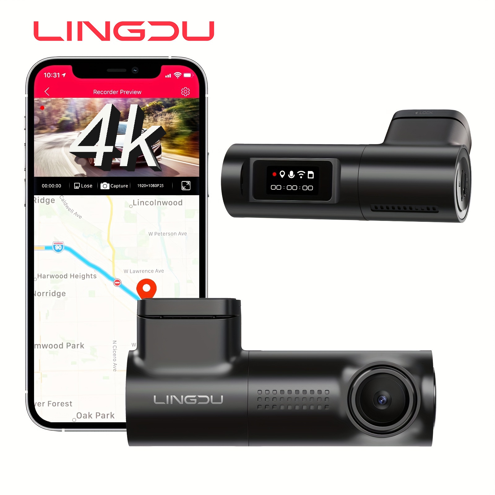 Caméra intelligent tableau de bord de voiture 2.2 pouces Dashcam
