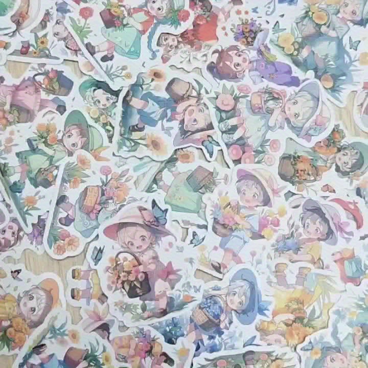55 Girly Pink PVC Stickers Cartoon Designs Self Adhesive Vinyl Decals
