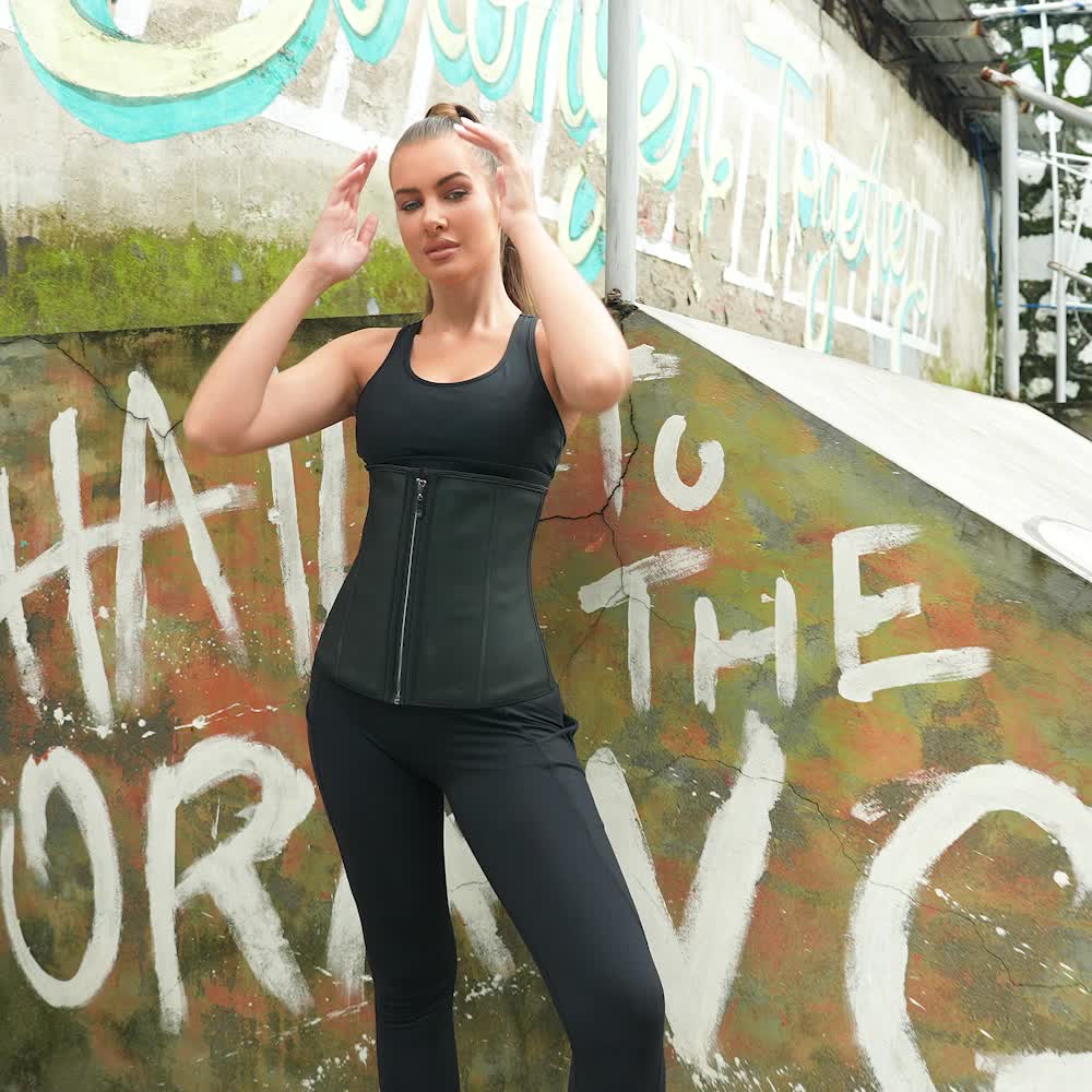 Fashion Latex Waist Trainer Corset Underbust Sport Cincher Womens Workout  Slimming Body Shaper Zip&Hook HourglFaja Shapewear