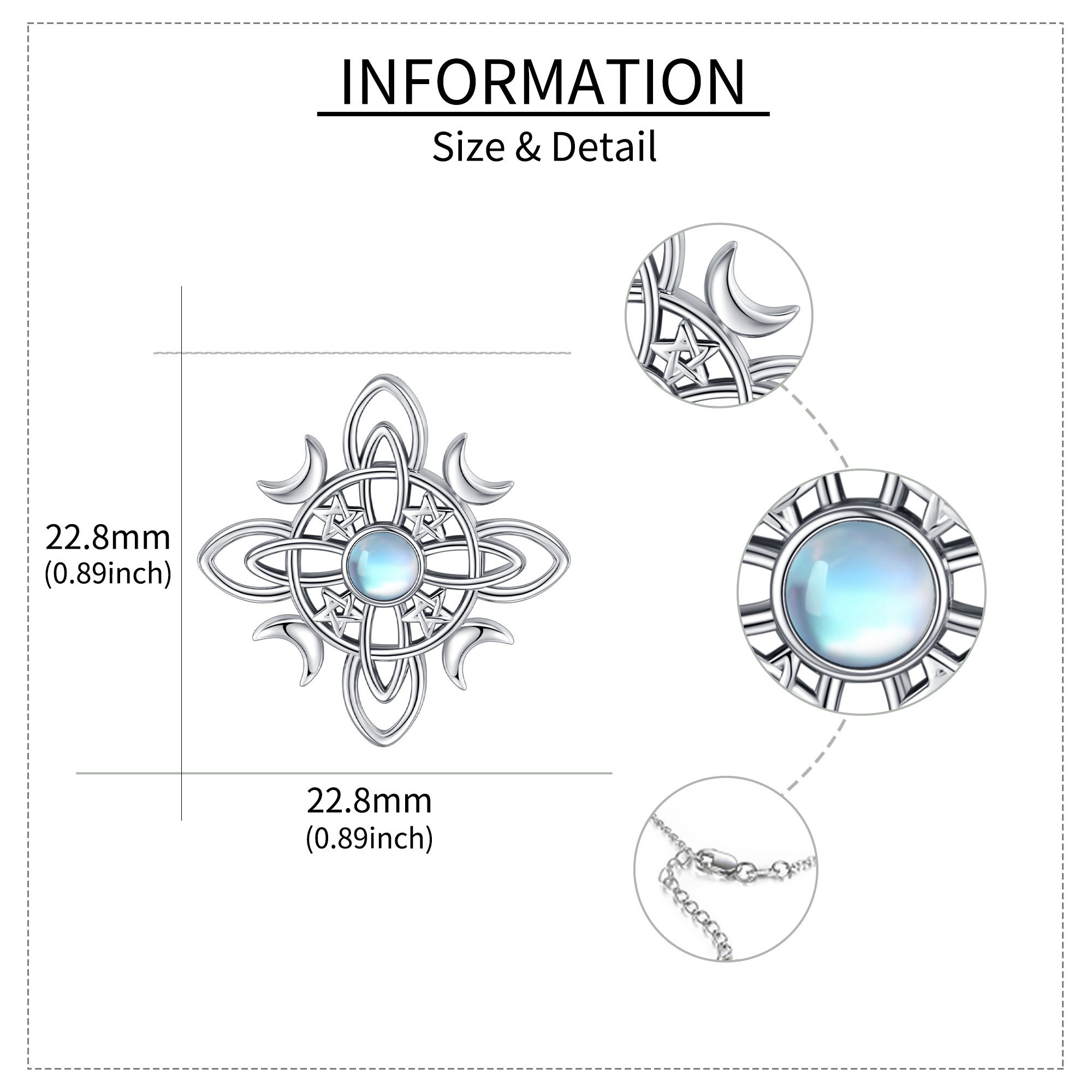 925 Sterling Silver Moonstone Witches Knot Necklace
