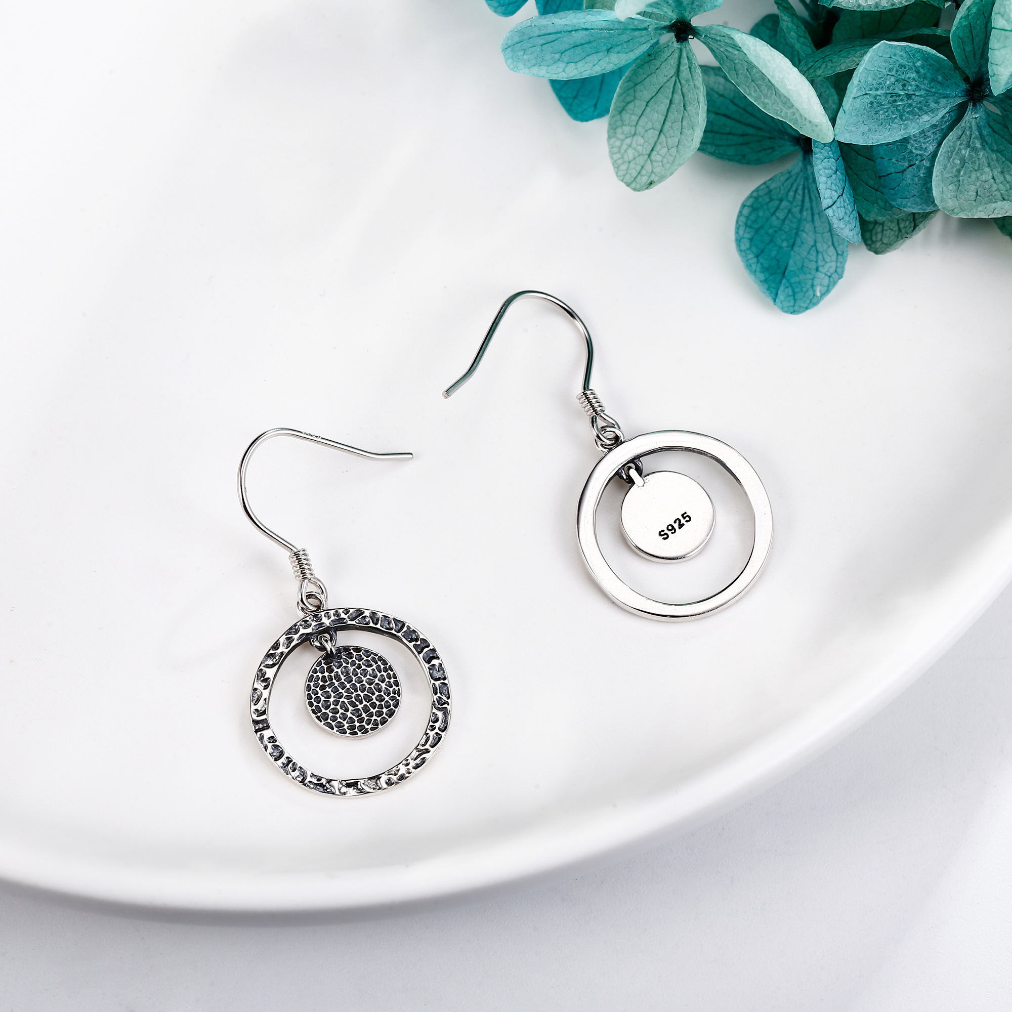   earrings sterling silvery   dangle drop earrings circle jewelry gift for women Product details 0
