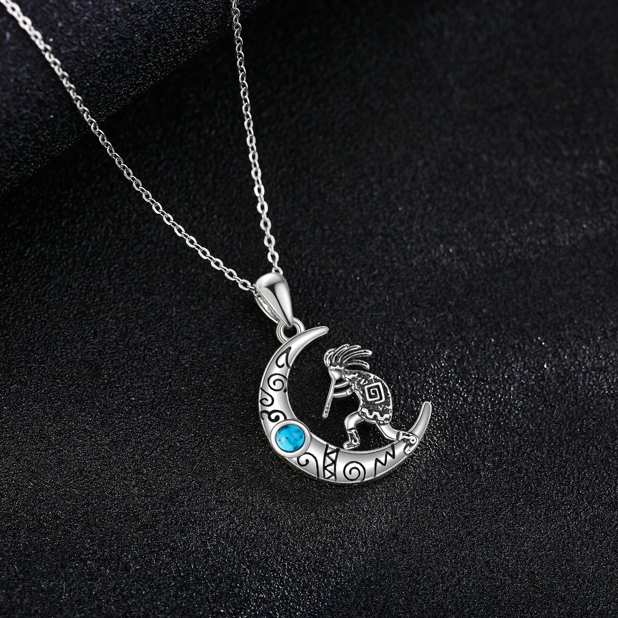 YAFEINI Moon Kokopelli Pendant Necklace, Elegant Design