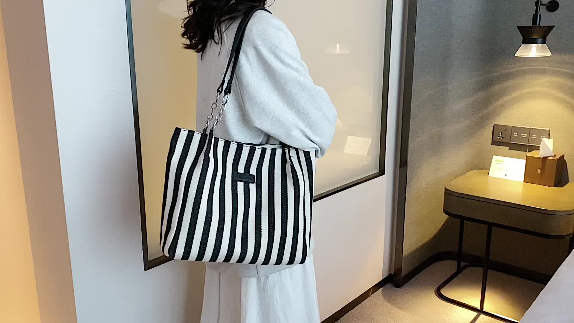 Large Stripe Canvas Tote