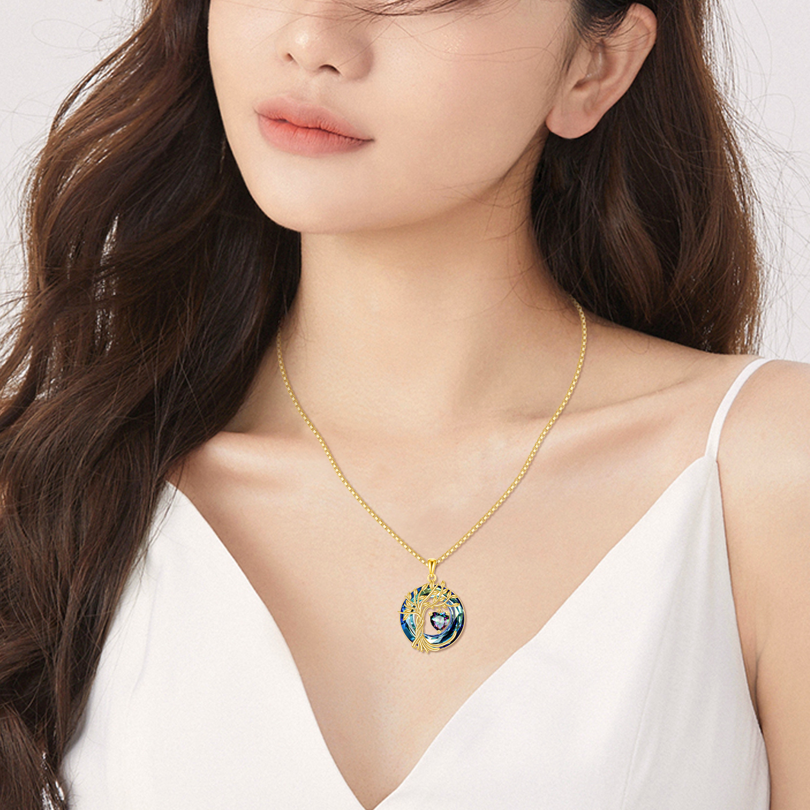 Sterling Silver Tree of Life Necklace June Birthstone Pendant