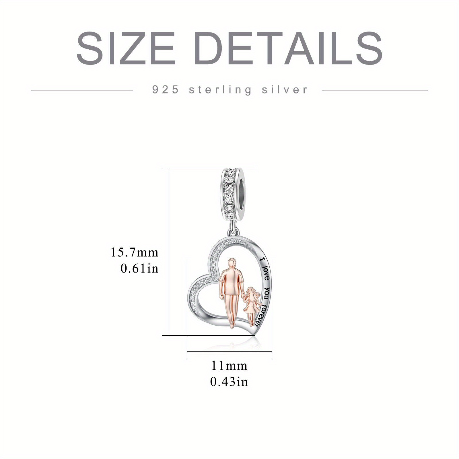 Father Daughter Charm for Bracelets Sterling Silver Birthday Gift
