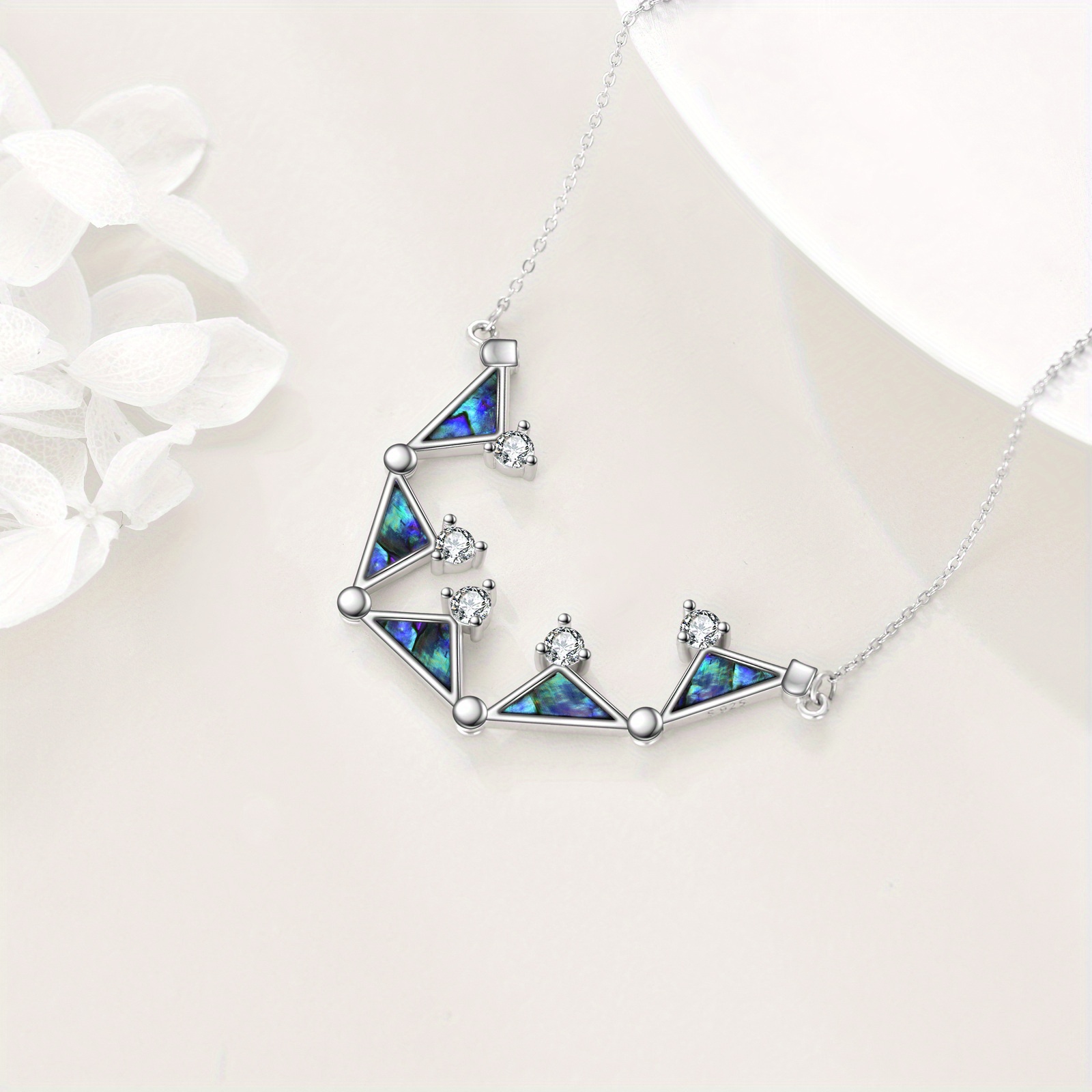 Sterling Silver Abalone Shell Pentagram Necklace