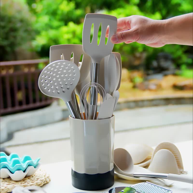 Stainless Steel Silicone Cooking Utensils Set - Heat Resistant +