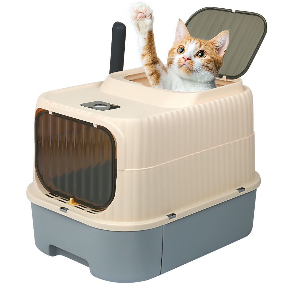 Cat Litter Box With Door, Enclosed Litter Box, Cat Toilet, Suitable For Small To Medium Cats, Easy To Clean, Suitable For All Cats, Gray