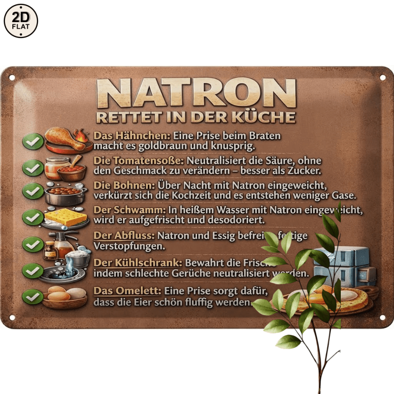 Image of 2d Flat - 1pc Metal Sign. Baking Soda Guide Perfect For Home, Office, Bar, Outdoor Decor 20x30cm 2d Flat