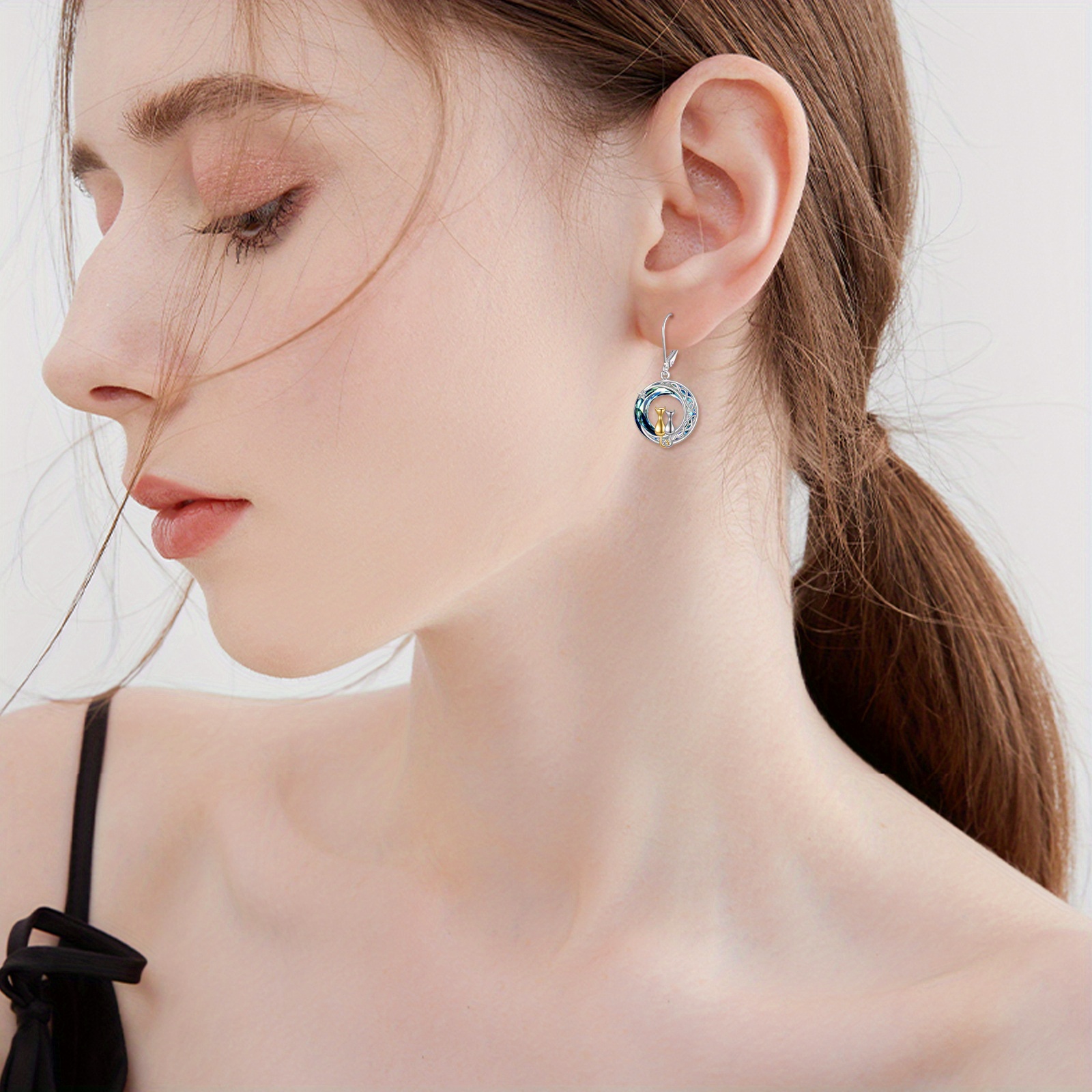 blue artificial crystal   earrings for women 925 sterling   leverback dangle jewelry birthday gifts for her Product details 2