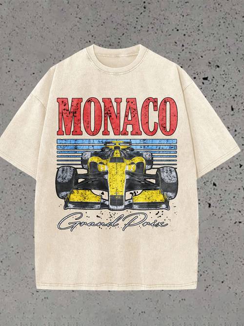 mens 100 cotton y2k vintage washed apricot printed t shirt short sleeve monaco year round wear machine washable street style versatile