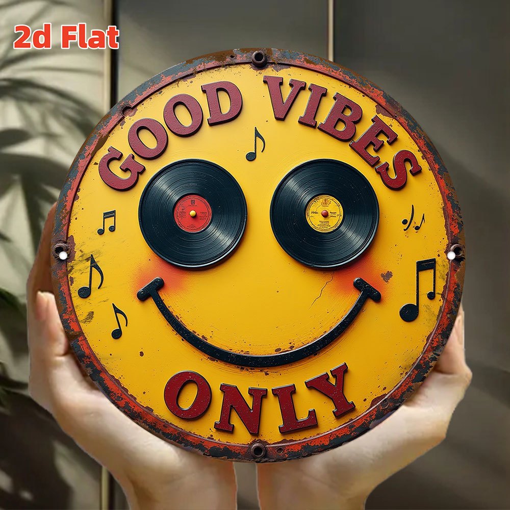 TEMU 2d Flat, [2d Flat] 1pc Retro Wall Decoration Good Records With Metal Sign Ideal For Kitchen, Dining Room, Bar, Cafe, Garage Decor, Metal Signs