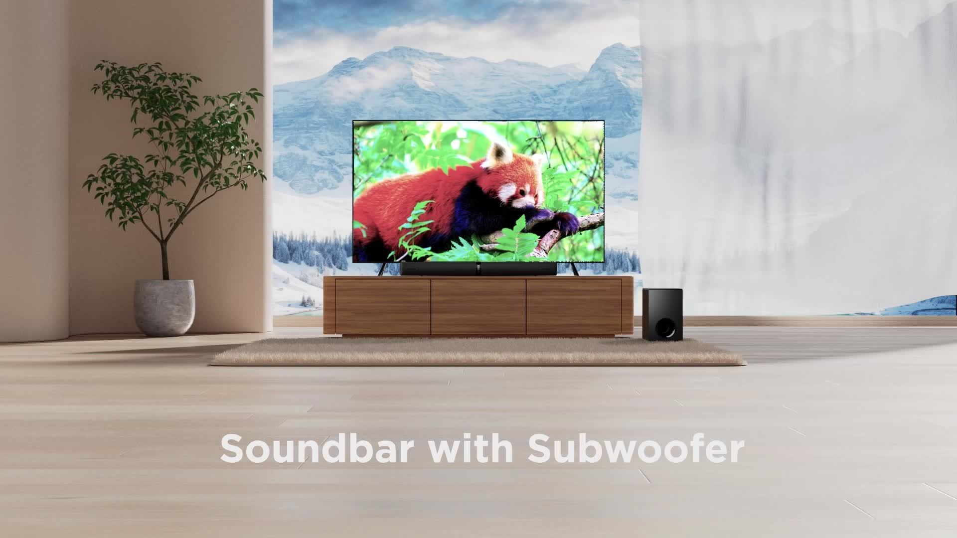 Sound Bar with Subwoofer, Adjustable Deep Bass & Volume Boost