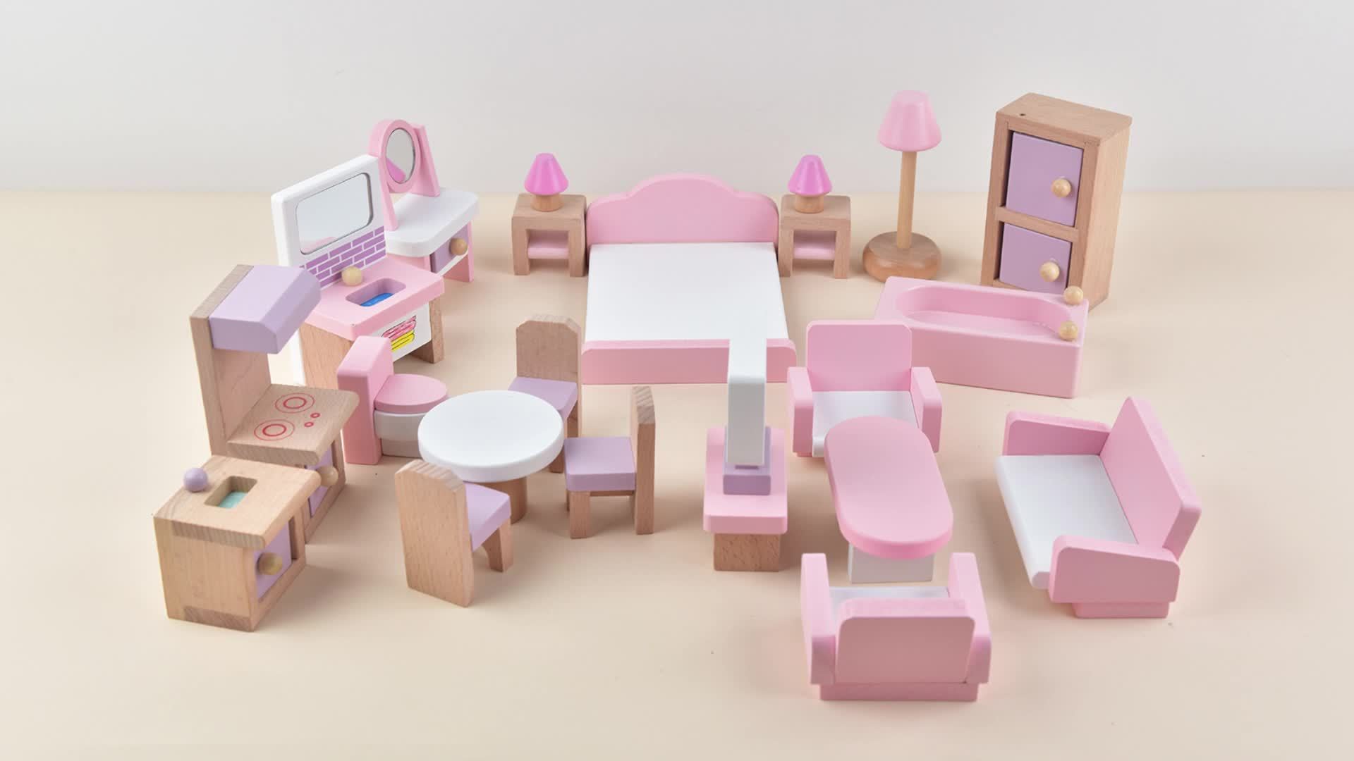 Wooden Dollhouse Furniture Set Family Play House Games Mini - Temu