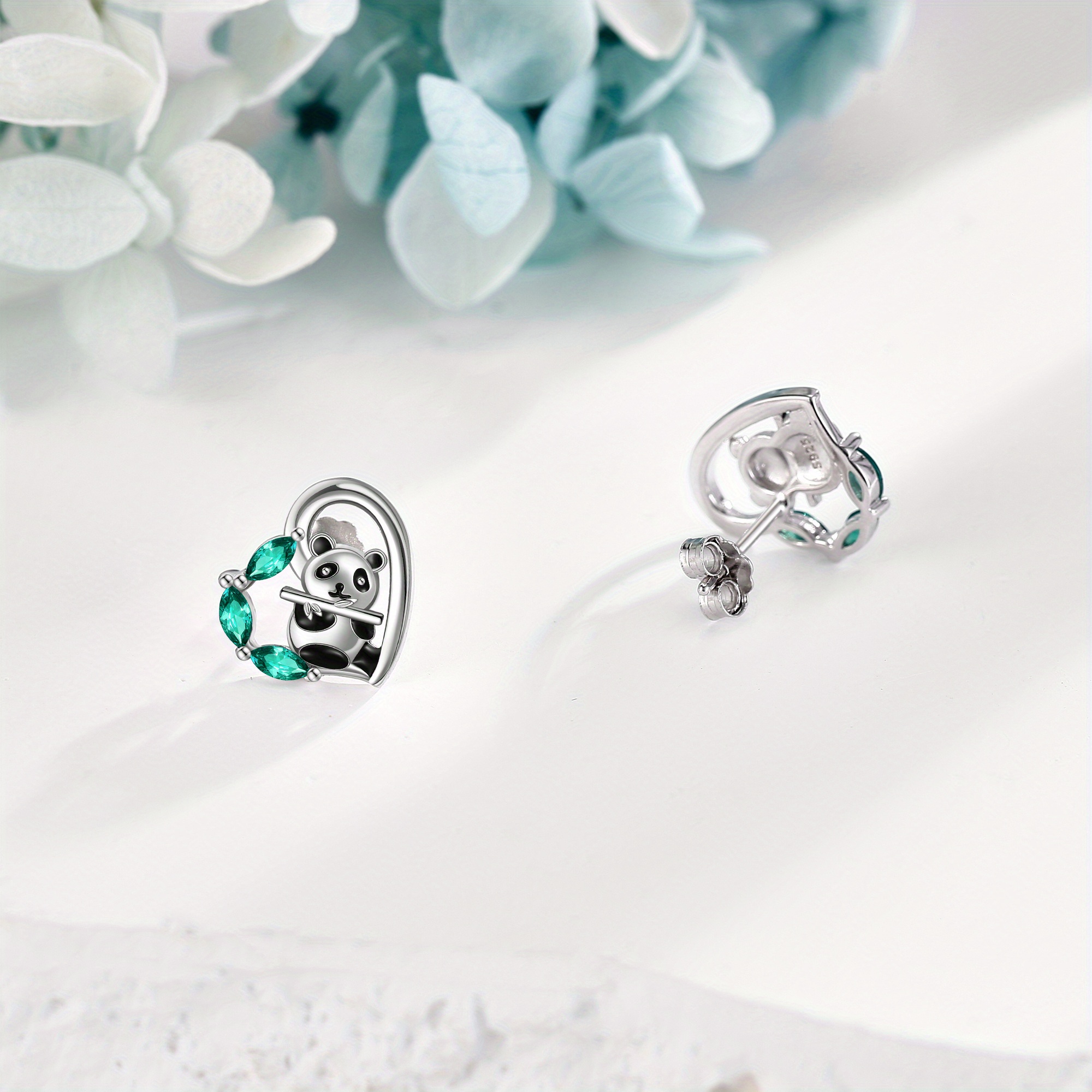 Women's 925 Sterling Silver Panda Stud Earrings