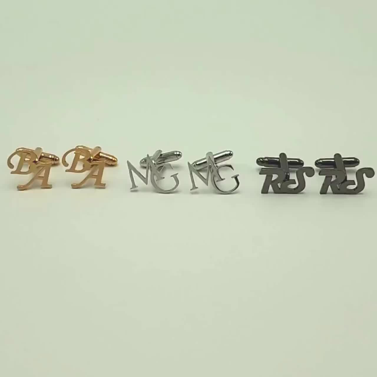 Customized Minimalist Double Letter Cufflinks for Couples