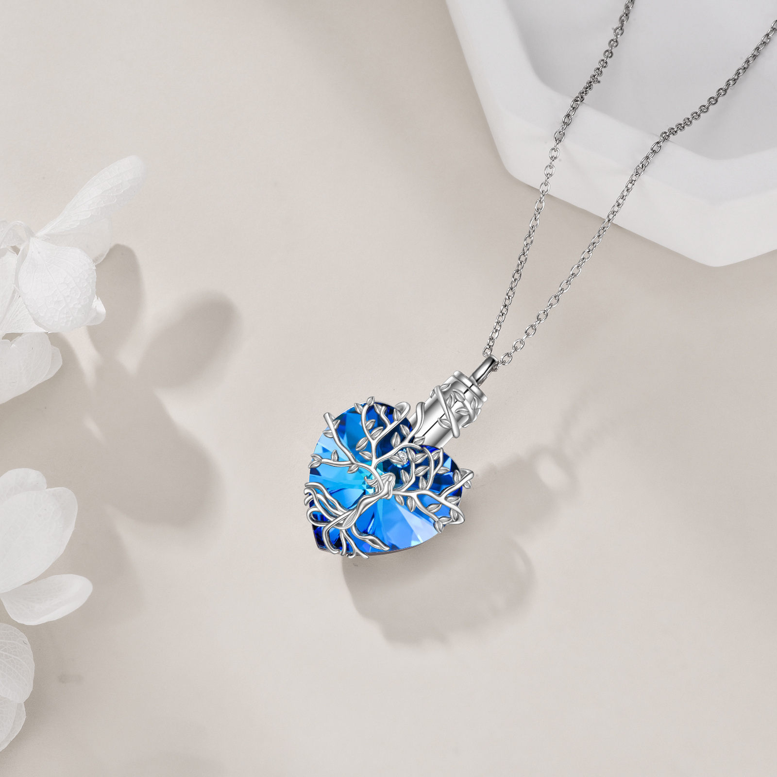 Tree of Life Necklace in 925 Sterling Silver with Heart Pendant