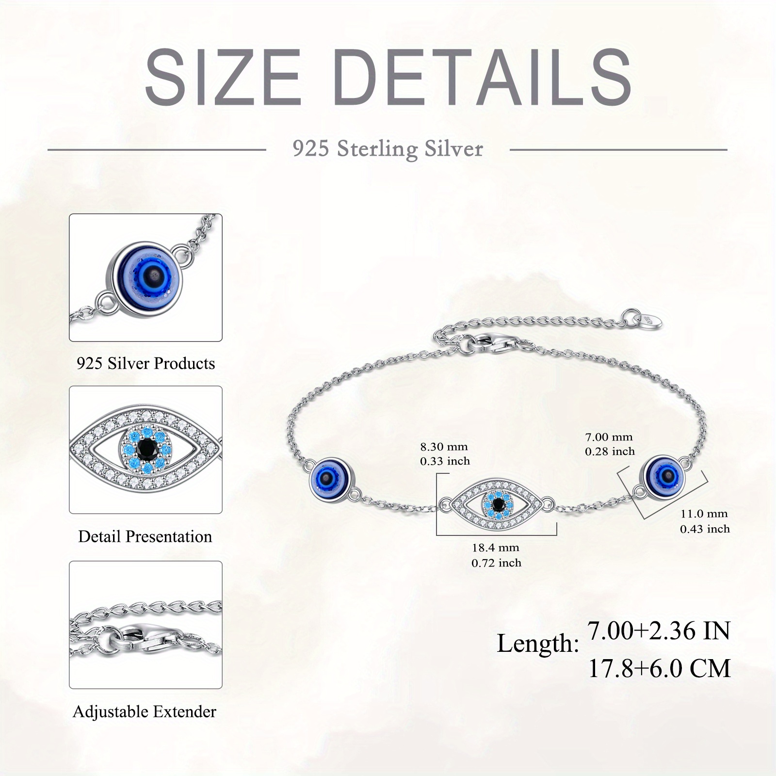 Evil Eye 925 Sterling Silver Protection Bracelet