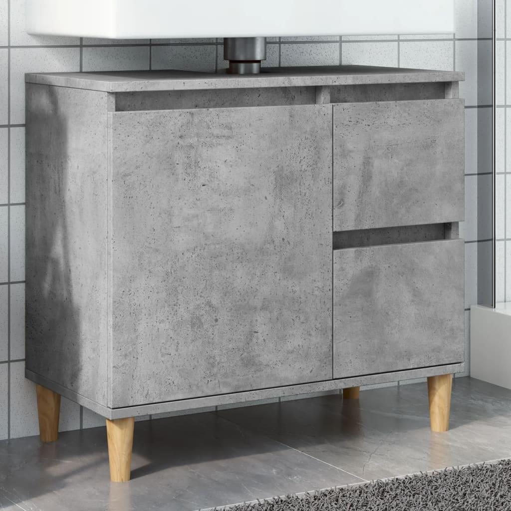 Sink Cabinet Concrete Grey 65x33x60 Cm Wood, Shelves