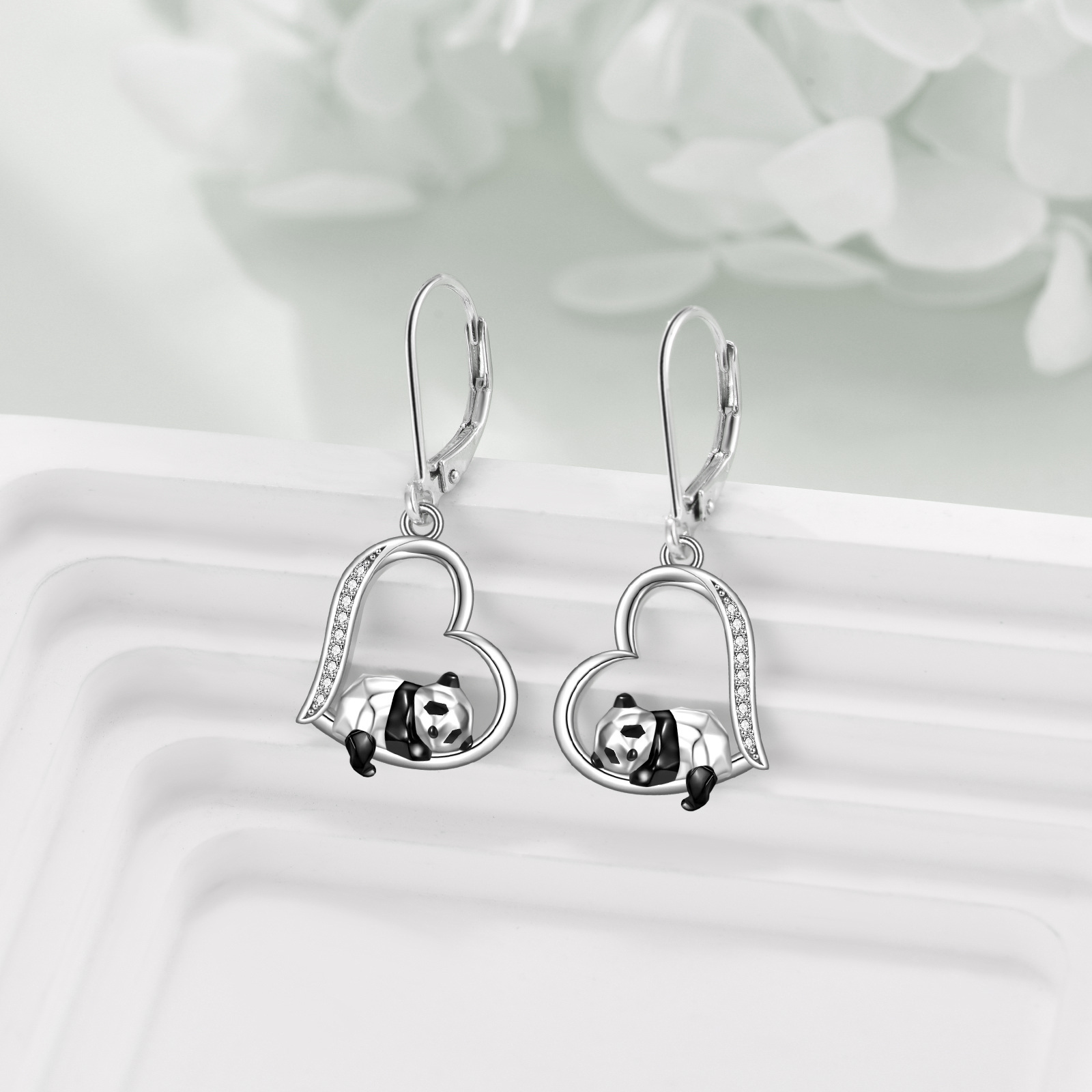 yfn heart earrings cute animal dangle earrings for her 925 sterling   jewelry packaged with jewelry box panda earrings birthday gifts for her women Product details 2