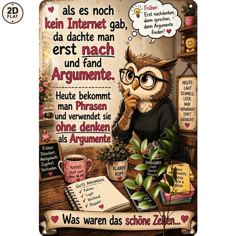 Image of 2d Flat, [2d Flat] 1pc Metal Sign. With Glasses Coffee Lover German Humor Quote Metal Tin Sign Decor Perfect For Home, Office, Bar, Outdoor Decor 20x30cm 2d Flat, 2d Flat