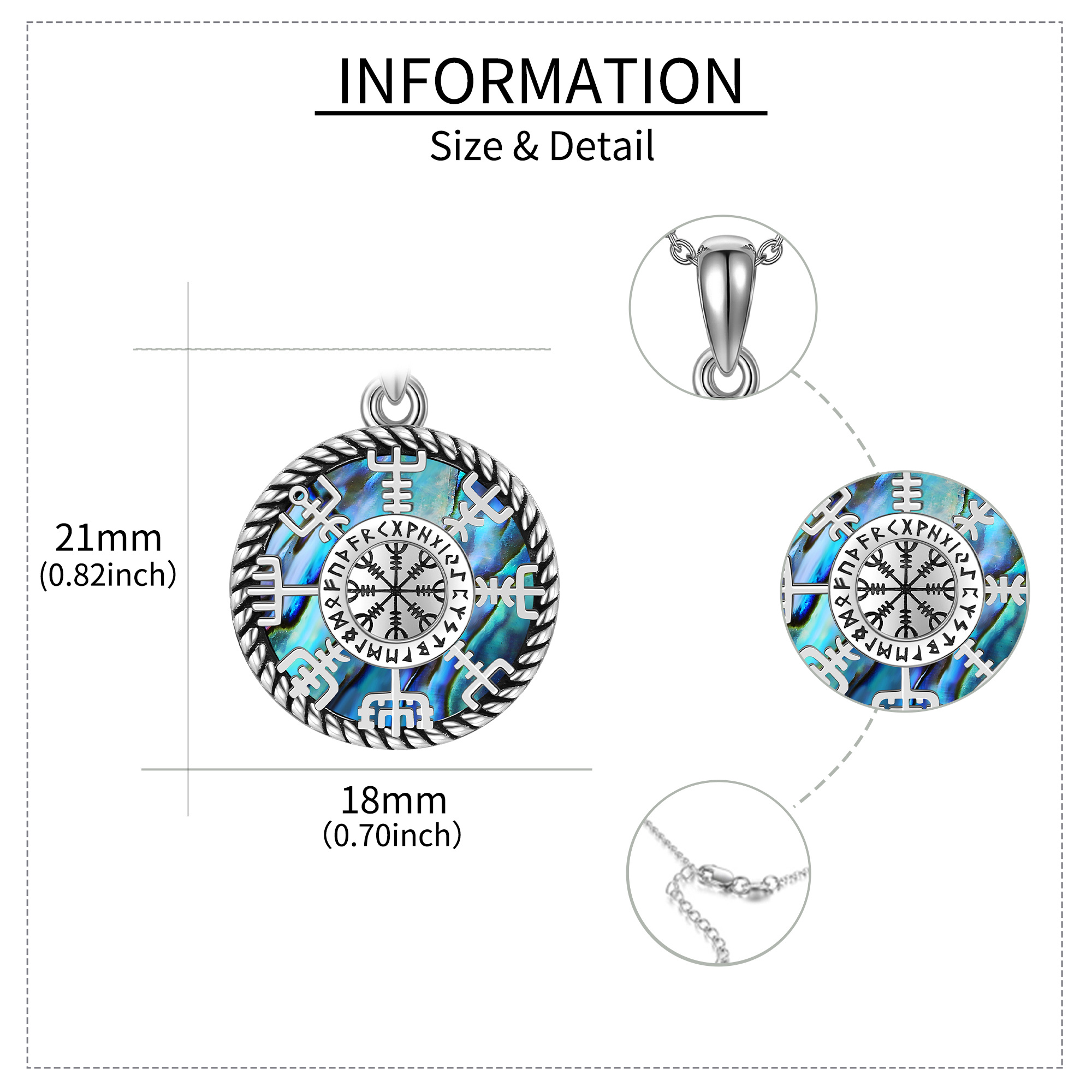 Women's 925 Sterling Silver Viking Compass Necklace