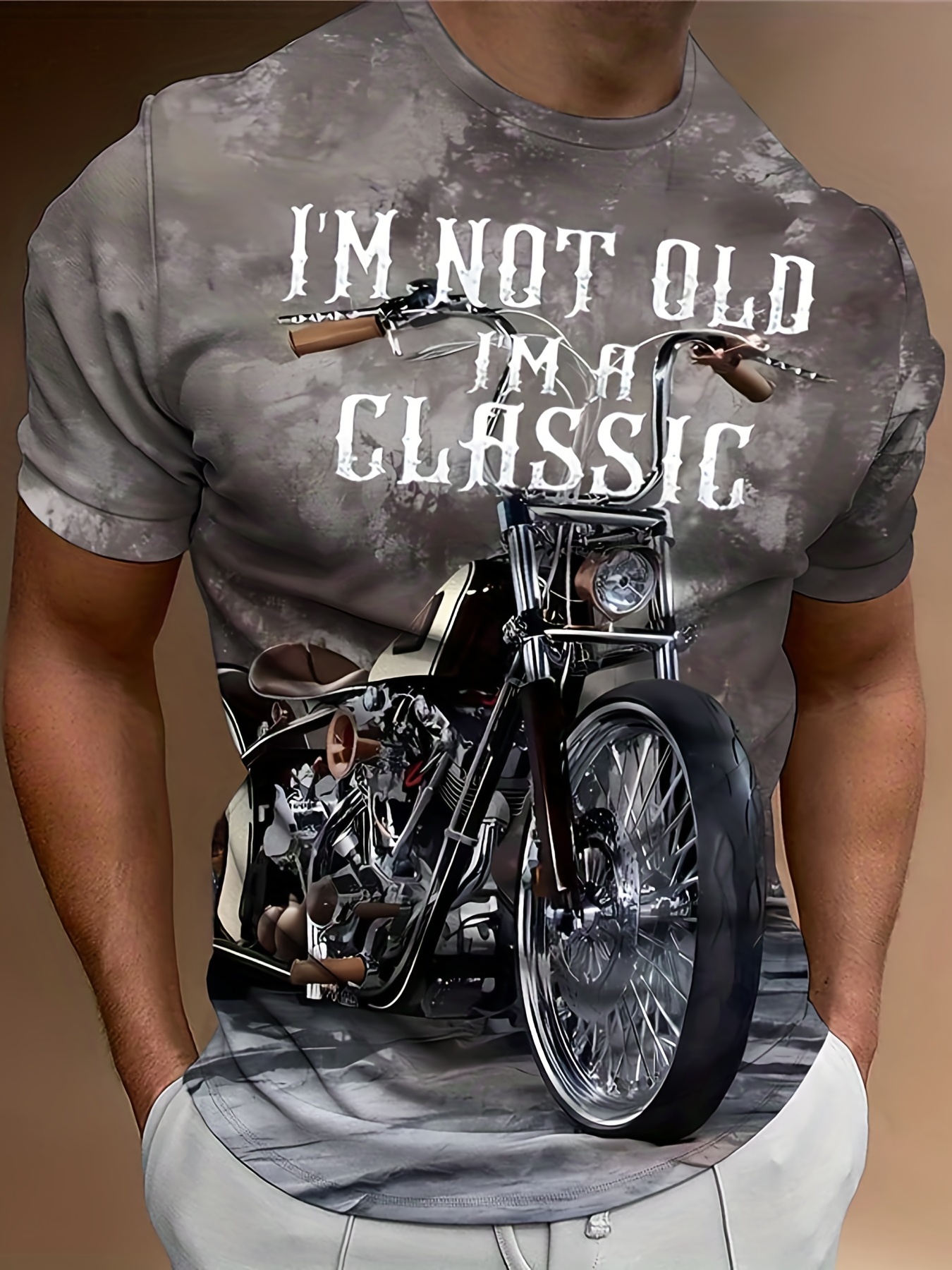 Tee shirt moto Harisson Motor Shop, vintage, biker, gris, homme