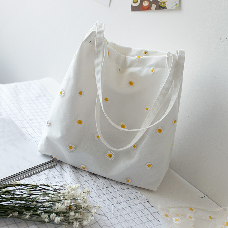 Daisy Canvas Tote Bag Daisy Flower Bag Aesthetic Tote Y2K 