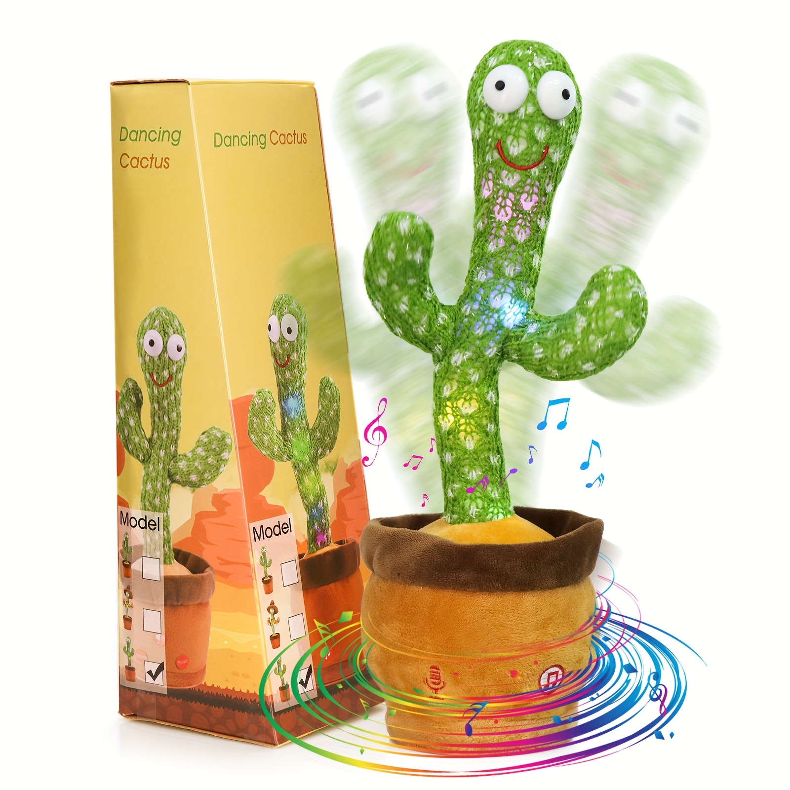 Dancing Cactus, jouet cactus parlant, ensoleillé Le cactus répète ce que  vous dites, jouet électronique dancing cactus avec éclairage,  enregistrement et repea de cactus chantants