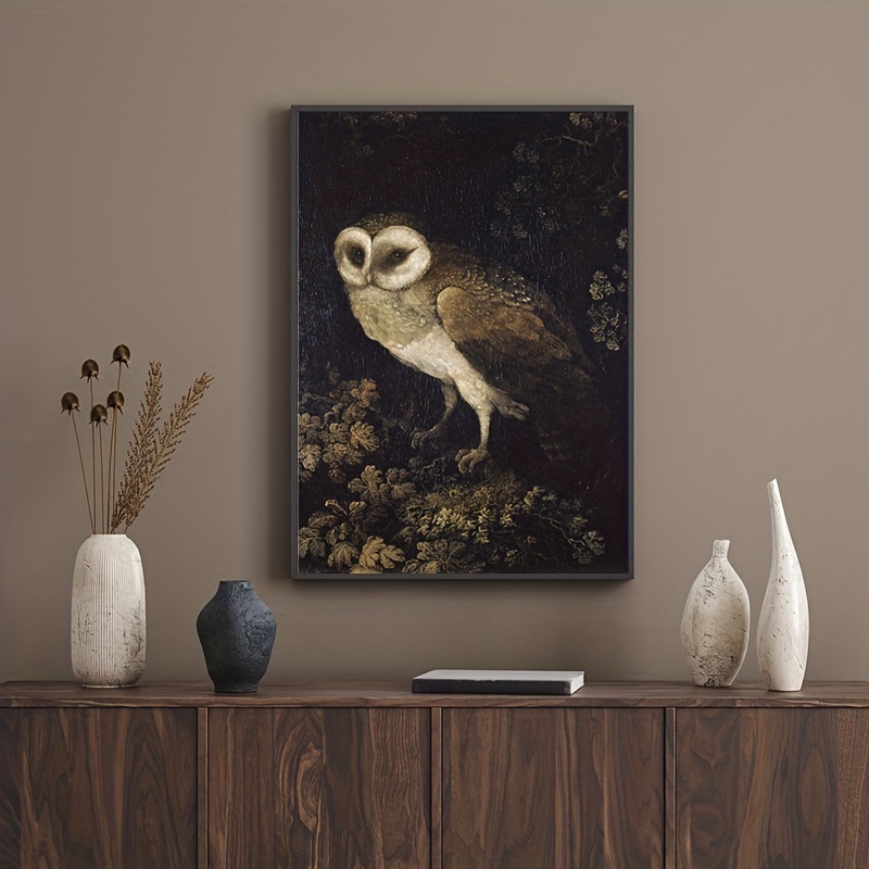 1pc Vintage Flower Owl Canvas Paintings for Living Room Home Decor - Cute  Animals Posters and Prints with No Frame