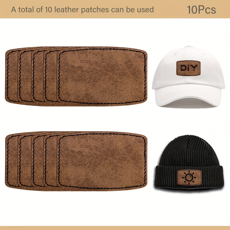 90 Pcs Leatherette Blank Hat Patches Iron on Leatherette Rustic Faux Leather  Patches for Jacket Backpack 