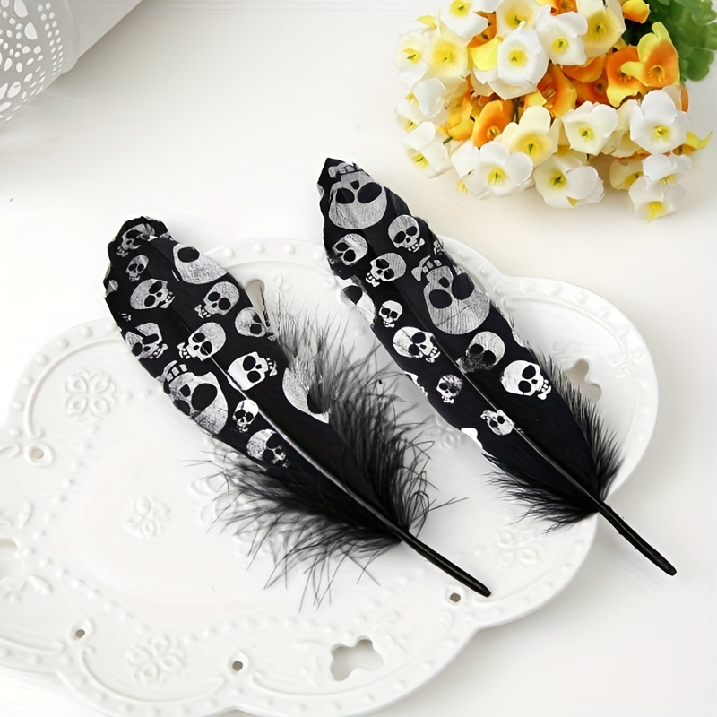 HaiMay 80 plumas negras para manualidades, bodas, decoración de fiesta en  el hogar, plumas de ganso de 6 a 8 pulgadas, plumas doradas para