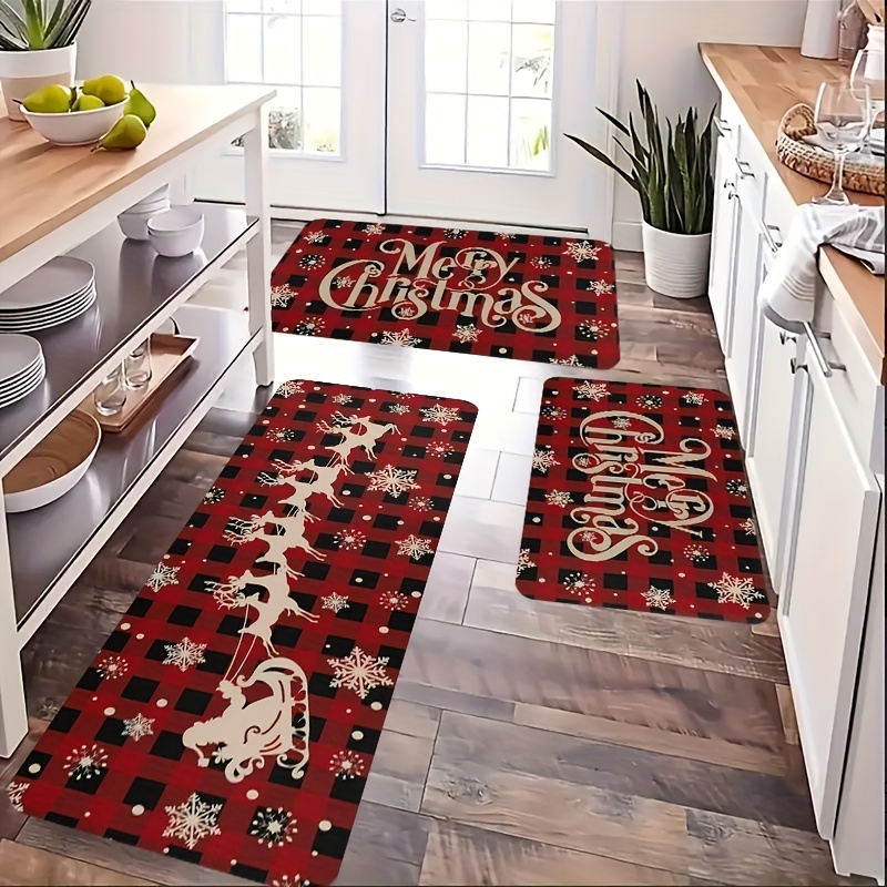 Red Santa Claus Kitchen Mat Upholstered Anti fatigue Kitchen - Temu