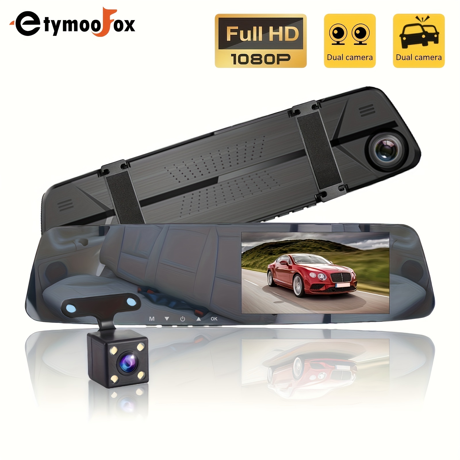 Car Dvr Dual Lens Dash Cam Video Recorder Camera For Car Pickup Truck Suv  Rv Van - Temu