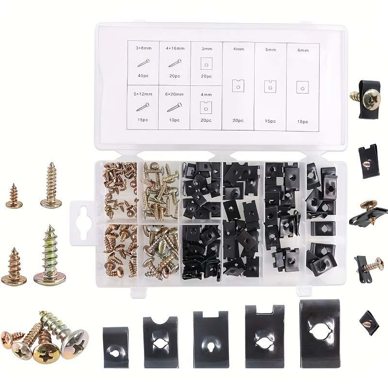 240Pcs Metal U-type Clips Mixed Fastener Console Instrument Panel Retainer  Trim