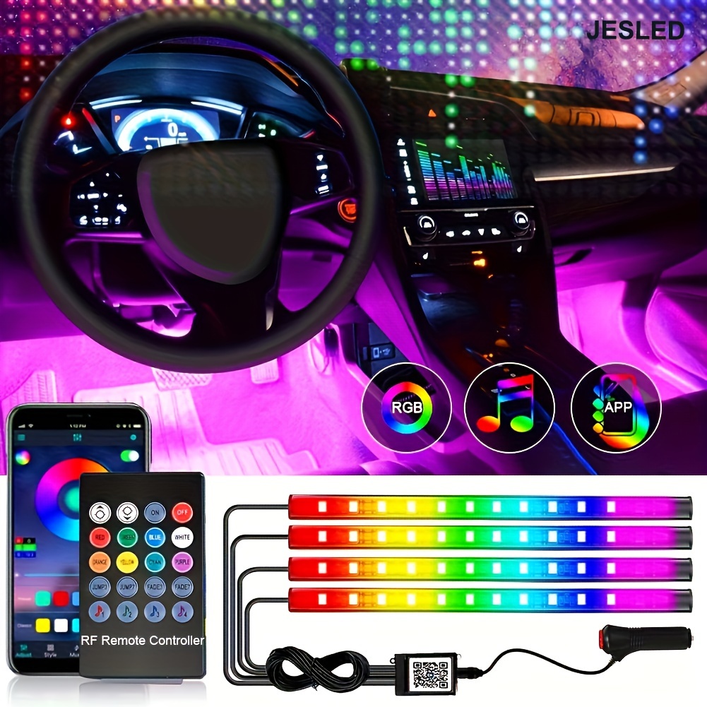 LEDCARE RGB - Tira de luces LED para el interior del coche, multicolor 5 en  1, kits de iluminación ambiental con fibra óptica de 236 pulgadas, 16