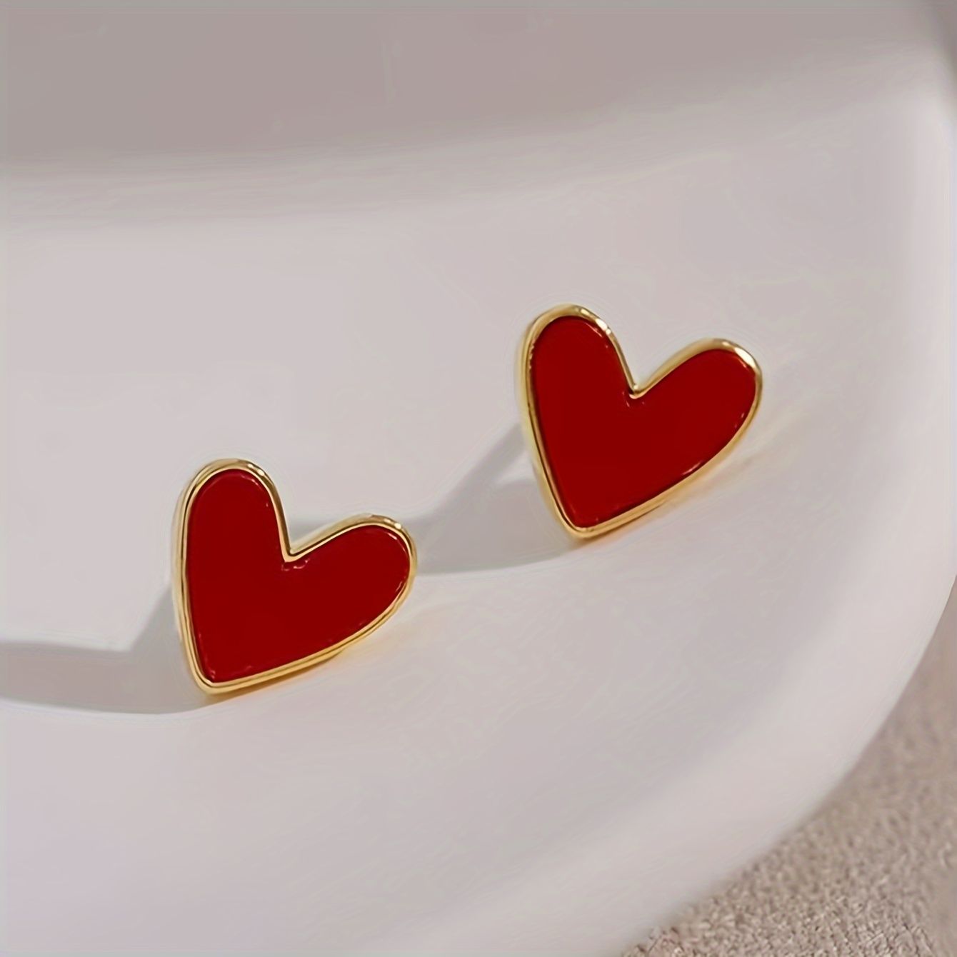 Sparkling Elevated Heart Stud Earrings, Rose gold plated