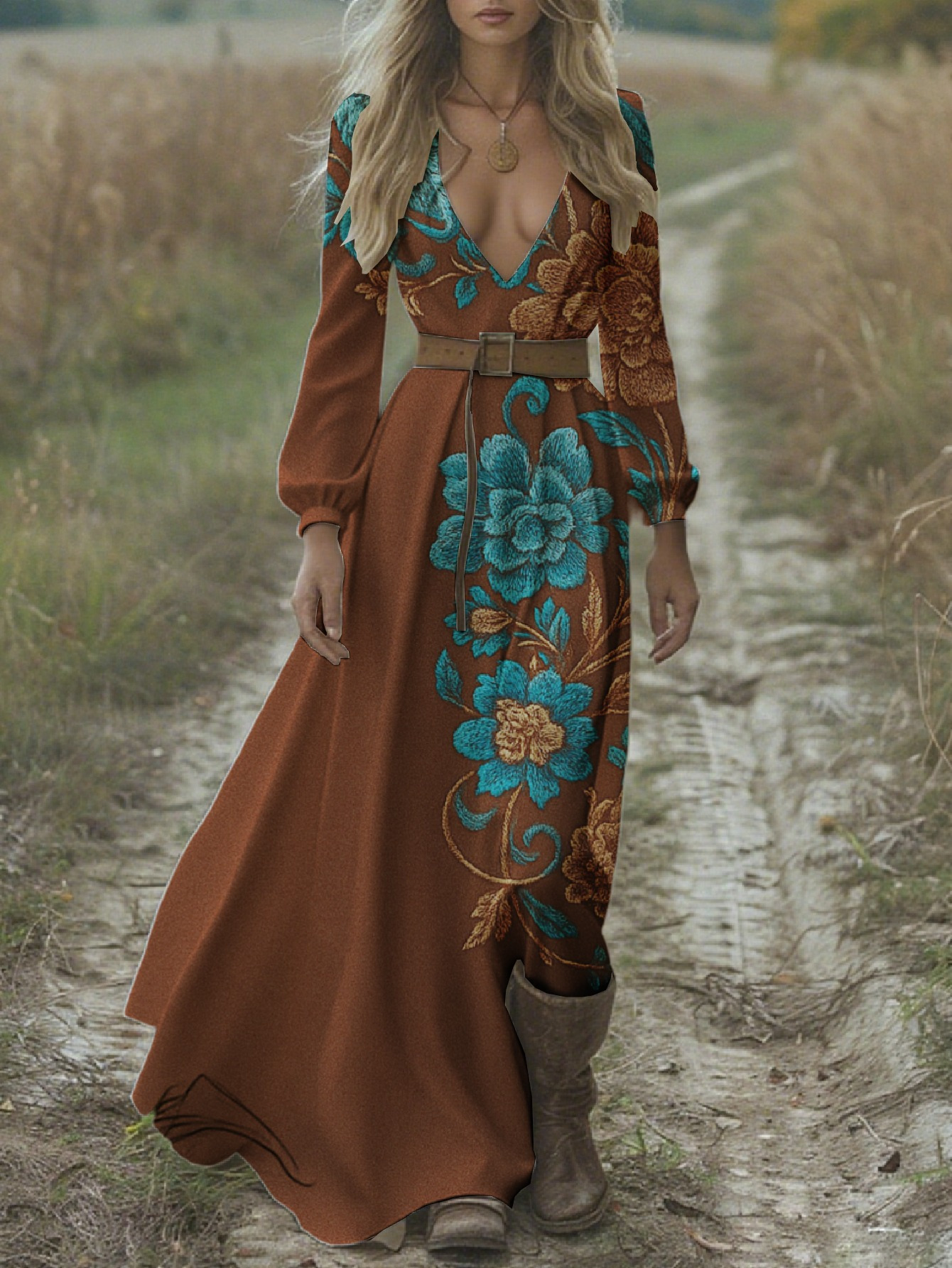 knee length dresses for ladies Boho Maxi Dress main image 1
