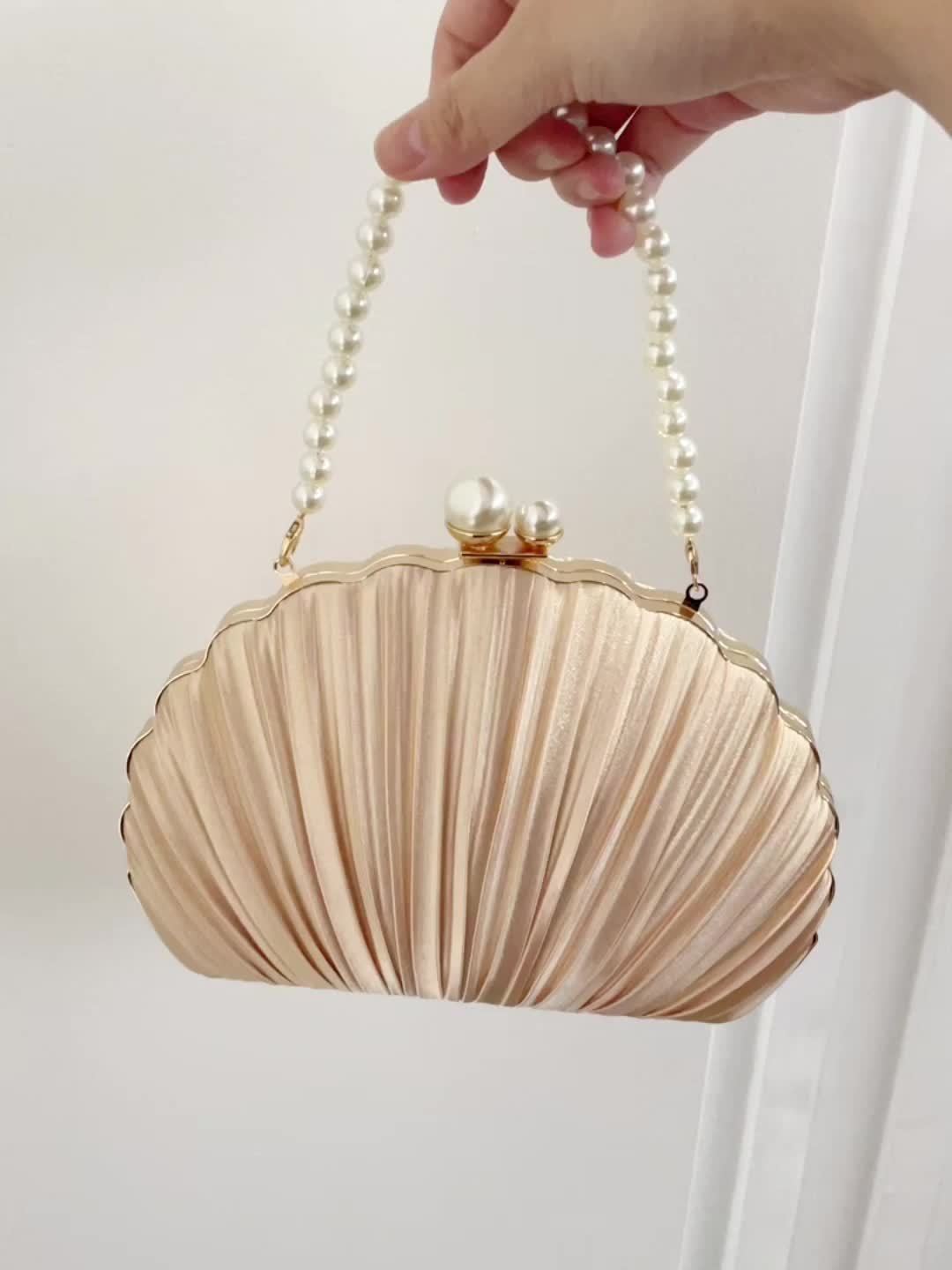 Evening Bag with Pleats and Pearls, Stylish Bridal Accessory